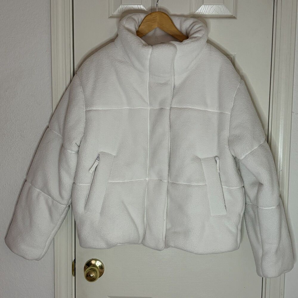 Quince Sherpa Puffer Ivory White Jacket Coat Women’s Large